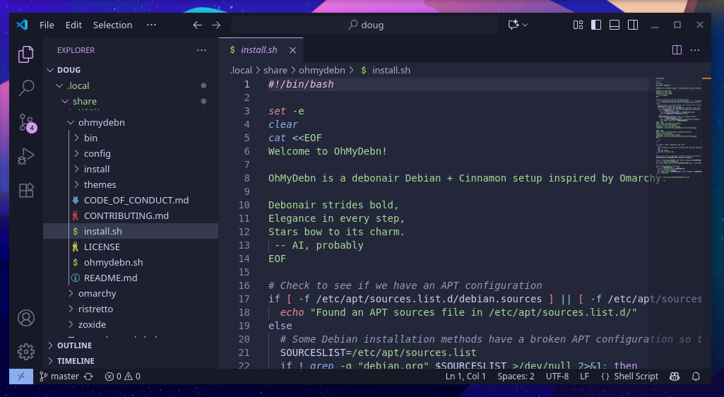 OhMyDebn VSCode screenshot